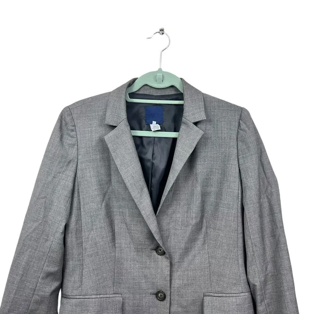 J. Crew Womens Super‎ 120's Blazer Wool Two Button Lined Flap Pockets Gray Sz 8